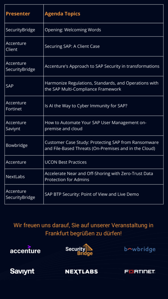 Secure Together on the Road Frankfurt agenda