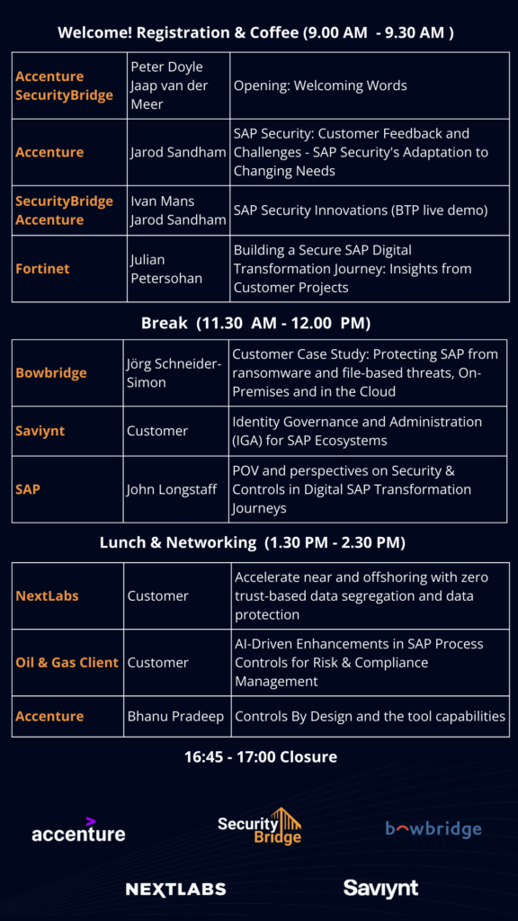 Secure Together on the Road London agenda