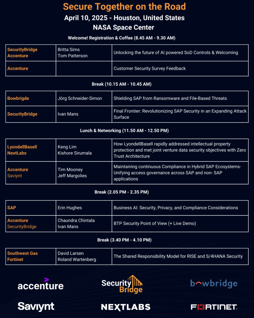 Secure together - Houston agenda